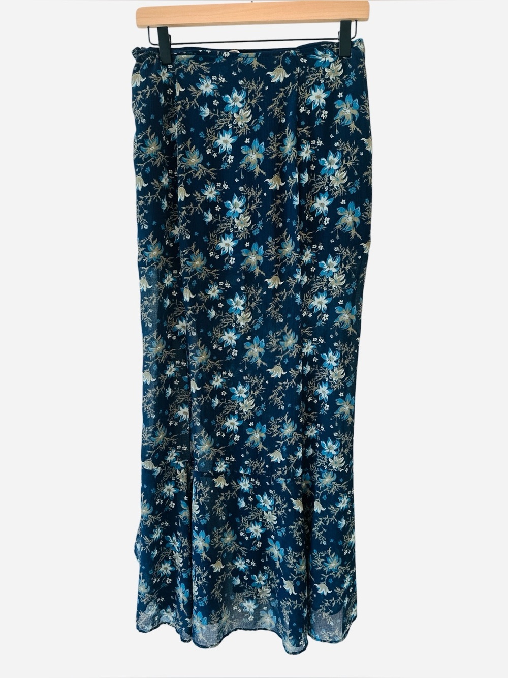 Free People Femme Edge Blue Ink Sheer Floral Maxi Skirt - Picture 12 of 16